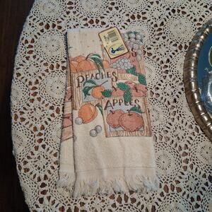 Vintage Cannon new old stock kitchen towel peaches apples USA